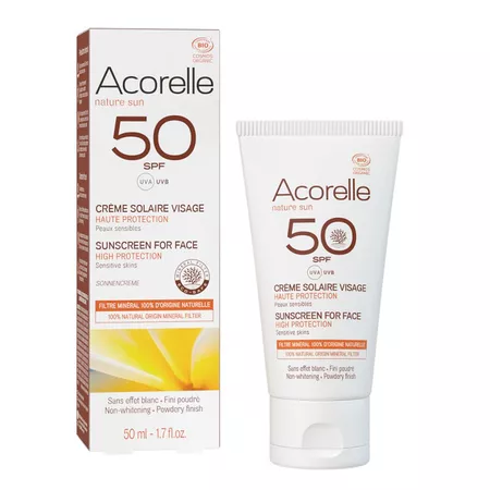 Acorelle naturalny krem przeciwsłoneczny do twarzy BIO Acorelle – SPF50