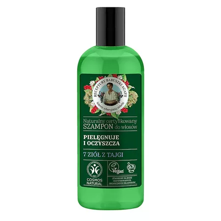 Receptury Babci Agafii naturalny certyfikowany szampon do włosów pielęgnująco oczyszczający 7 ziół z Tajgi 260ml