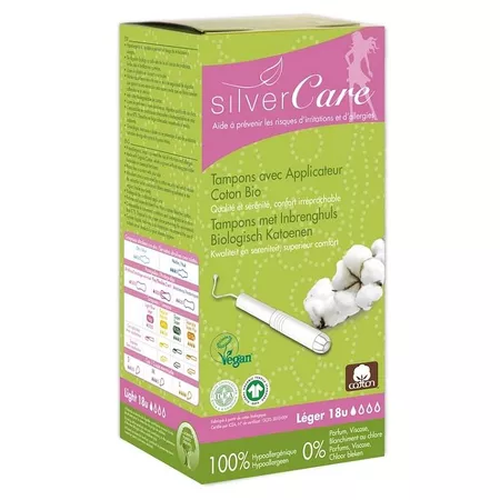 Silver Care organiczne bawełniane tampony Light z aplikatorem 18szt