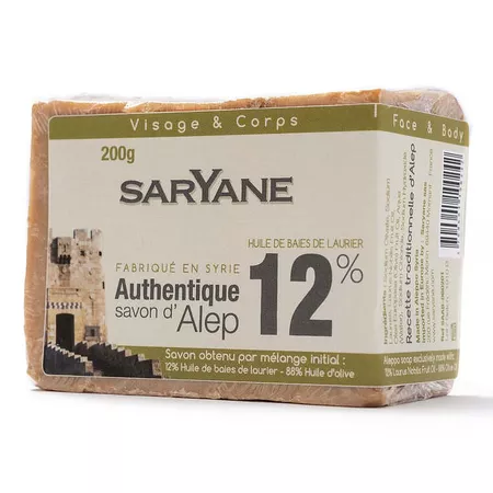 Saryane Tradycyjne mydło Aleppo 200g - 12% oleju laurowego, 88% oliwy z oliwek