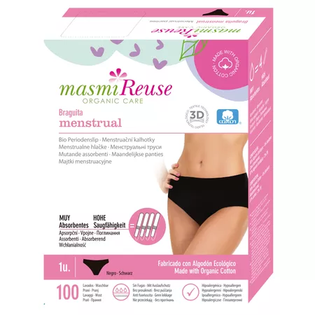 Masmi majtki menstruacyjne 100% certyfikowanej bawełny organicznej rozmiar L