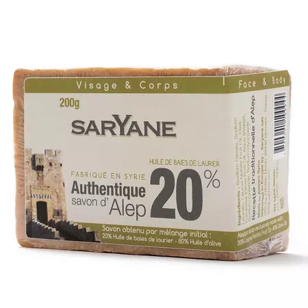 Saryane Tradycyjne mydło Aleppo 200g - 20% oleju laurowego, 80% oliwy z oliwek